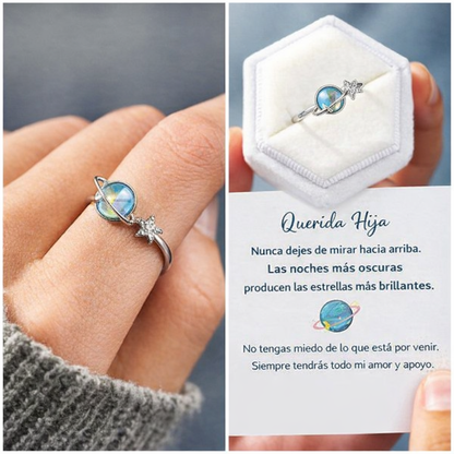 Anillo giratorio de estrella y luna