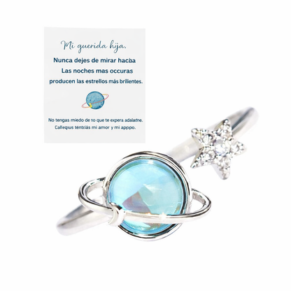 Anillo giratorio de estrella y luna