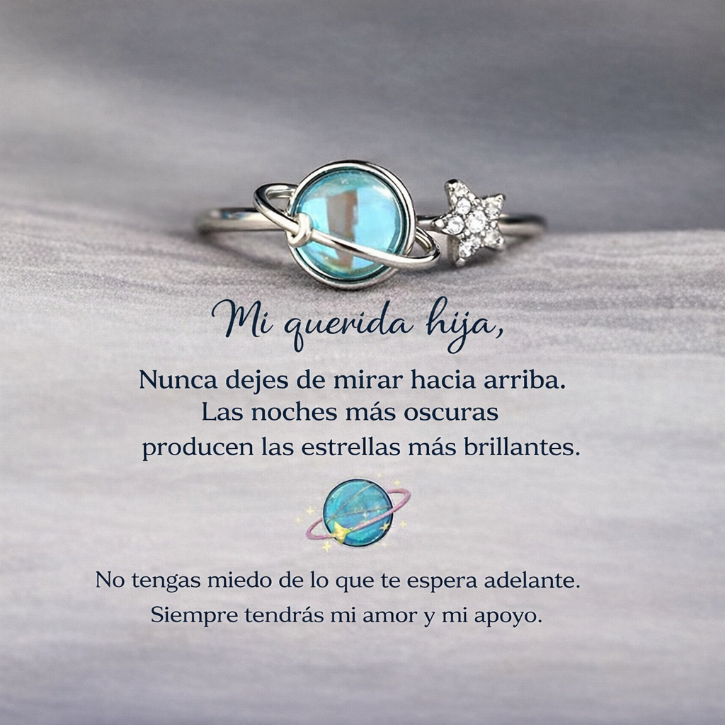 Anillo giratorio de estrella y luna