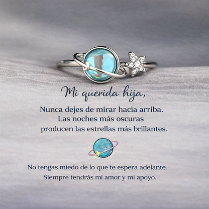 Anillo giratorio de estrella y luna