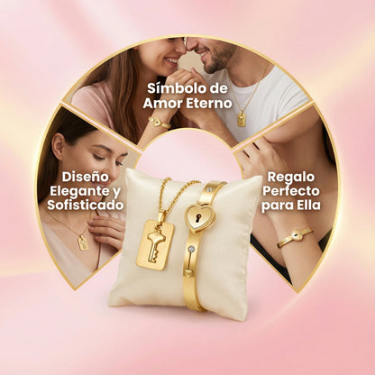 Set de collar y pulsera con cerradura para parejas