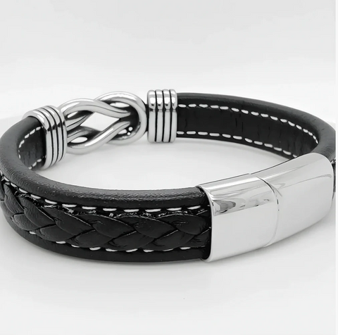 Pulsera de cuero genuino con símbolo de infinito para hombres, regalo para hijo o nieto – 3