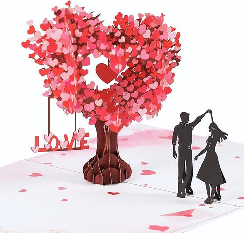 La tarjeta del Amor Inolvidable Regalo, Arbol de corazones que emerge al abrirla — ella no lo espera – 4