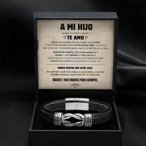 Pulsera de cuero genuino con símbolo de infinito para hombres, regalo para hijo o nieto – 1